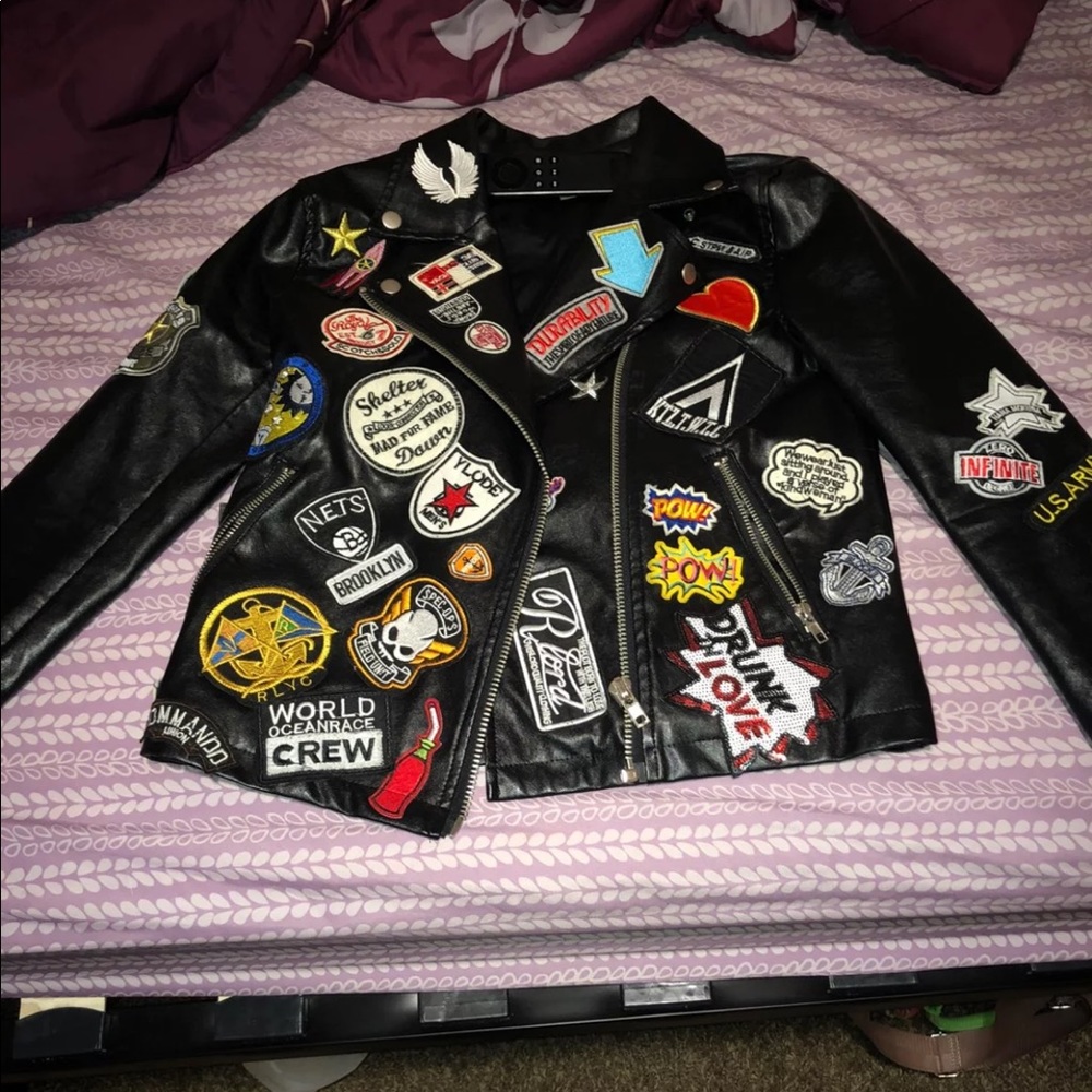 Patch Leather Jacket Size Small